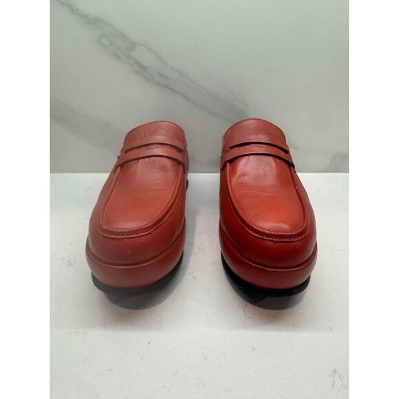 Free People Size 37 Winston Rust Platform Leather Mule Loafer Clog - Picture 5 of 9